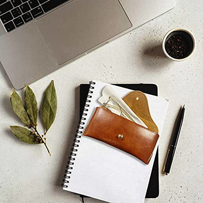 LogHog Portable Leather Glasses Case,Flexible Sunglasses Pouch Slim Case for Women Men Horizontal Eyeglass Case - color: Brown