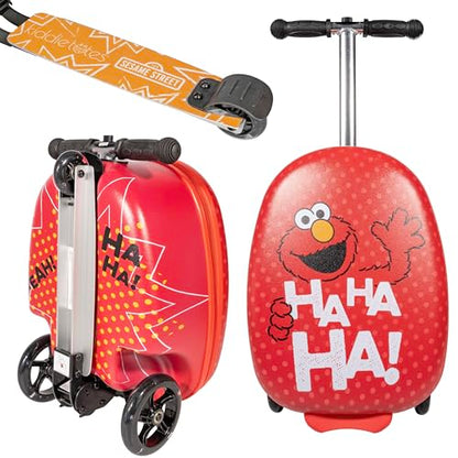 Kiddietotes Sesame Street Ride-On Scooter Suitcase, Foldable Carry-On - style: Elmo