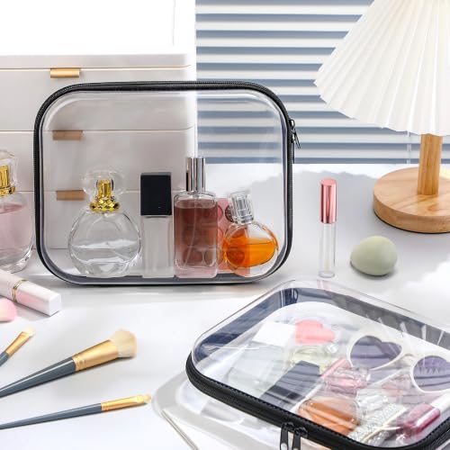 Hoolerry 3 Pcs Clear Hard Zipper Case Plastic Zipper Pouch, Black, M - color: Black, size: M