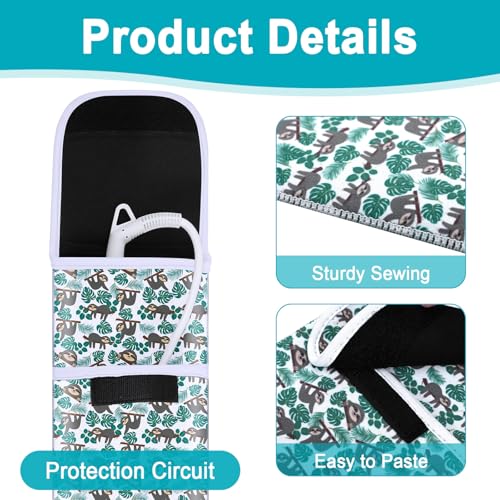 Shappy 2 Pcs Heat Resistant Curling Iron Flat Iron Travel Case,Sloth | Neoprene & Silicone Material, Double-layer Neoprene Pouch & Flexible Silicone Mat for Hot Hair Styling Tools - style: Sloth