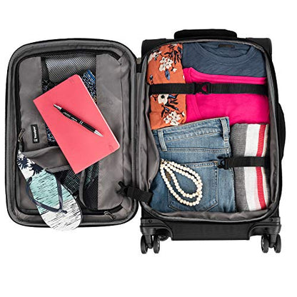 Travelpro Tourlite Softside 2-Piece Set, Expandable Luggage, 4 Spinner Wheels, Lightweight Suitcase, 21" Carry-On, 25" Checked Medium, Black - color: Black, size: 2-Piece Set (21/25)