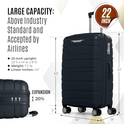 Gabbiano Unbreakable Hardshell PP Luggage Set Extra Large with 8 Wheels Thick Shell Multi Layer PP (Teal, Carry-On 22 Inch) - color: Teal, size: Carry-On 22 Inch