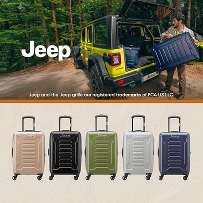 Jeep JH004C Hardside Expandable Luggage with Spinner Wheels, Black, Checked-Medium 24 Inch - color: Black, size: Checked-Medium 24 Inch