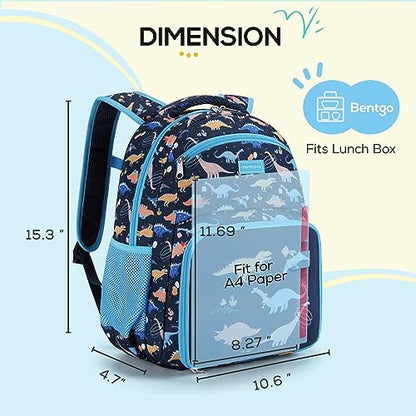 mommore 2-in-1 Kids Backpack for Boys Girls 4-8 with Insulated Lunch Pocket - color: Dinosaur