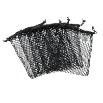 6PCS 4x6inch Black Nylon Drawstring Mesh Bag Small Travel Organiser Laundry Bag for Carrying Sports Equipment and Ball and Clothes - size: 4X6inch