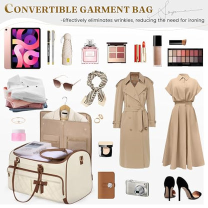 RAINSMORE Garment Bags for Travel Women with Shoe Bag & Wet Pocket - color: BeigeBrown