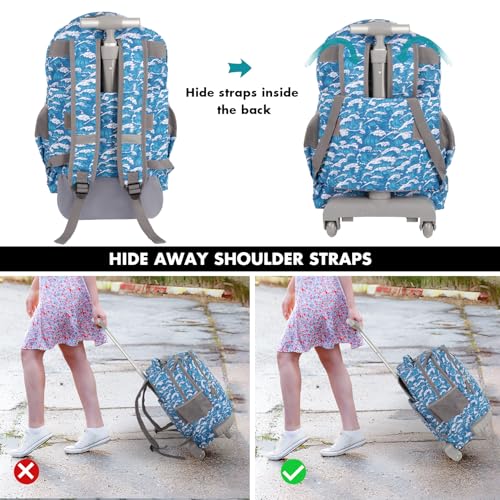Tilami Rolling Backpack for Boys and Girls,Wave - color: Wave