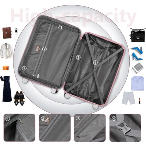 LARVENDER Luggage Sets 6 Piece Expandable Suitcases with Wheels, Pink | Smooth 360° Double Wheels, TSA-approved lock, Lightweight ABS Hardshell, Family Travel, 6-Piece Set, 18/20/24/28/DB/TB - color: Pink Blush, size: Hardside-6 Piece Set