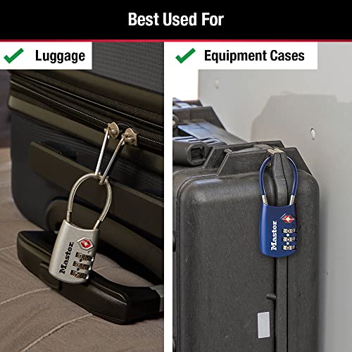 Master Lock TSA Approved Combination Luggage Lock, Blue, 4-Pack 4688BLUEC4 - color: Blue, size: 4 Pack