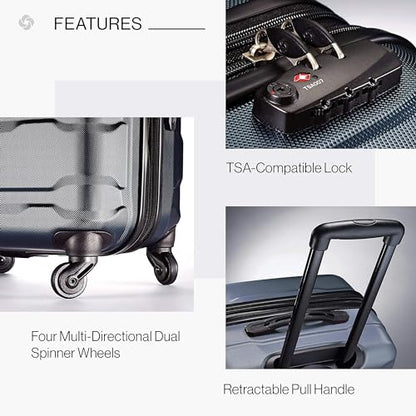 Samsonite Omni PC Hardside Expandable Luggage with Spinner Wheels, Teal, Checked-Large 28-Inch - color: Teal, size: Checked-Large 28-Inch