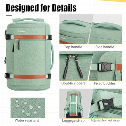42L Carry On Travel Backpack With 4 Packing Cubes, TSA Friendly - color: Green