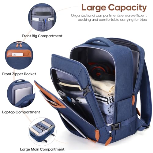Carry on Luggage, Suitcase Set 3Piece with Backpack YKK zippers - color: Navy Blue