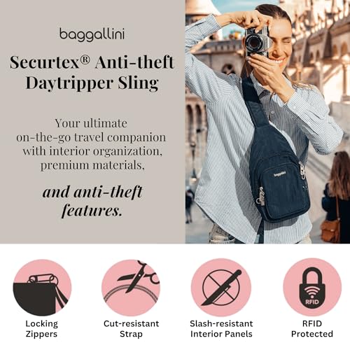 Baggallini Securtex Anti-Theft Daytripper Sling - color: Black Cheetah Emboss
