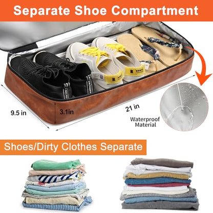 IBFUN Weekender Bags for Women, 21" Travel Duffle Bag with Shoe Compartment - color: D1-Leopard
