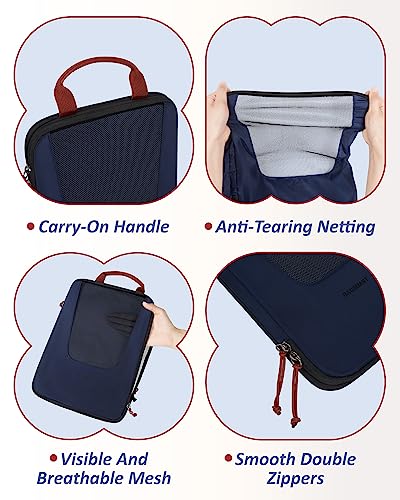 Bagsmart Compression Packing Cubes, Travel Bag Cruise Ship Essentials - color: Dark Blue