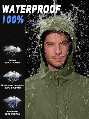UIQUR Mens Cycling Jacket Waterproof Rain Jacket - color: Army Green, size: X-Large