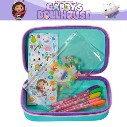 Innovative Designs Gabby’s Dollhouse Pencil Case Set with Stickers and Gel Pens for Kids, Molded with Zip Closure, Pink - style: Gabby Dollhouse