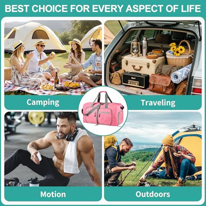 Dimayar 85L Foldable Duffle Bag for Travel, Lightweight Weekender Bags - color: Pink, size: 85L