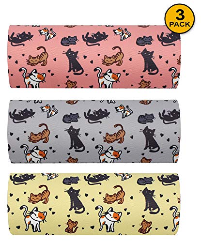 JAVOedge [3 PACK], Various Pattern Long Oval Hard Glasses Case Includes Microfiber Cleaning Cloth - color: Multi-color (Cats)