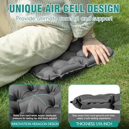 Inflatable Seat Cushion Portable Lightweight Stadium Seat Pad - color: Grey