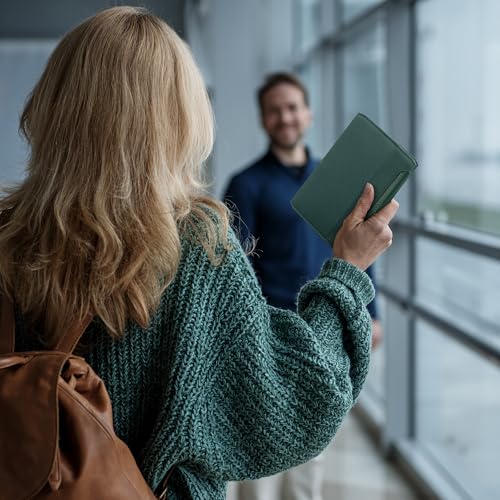VULKIT RFID Passport Holder Slim Design Pocket Fitted Passport Cover Magnetic Closure, Single Passport Design - color: Olive