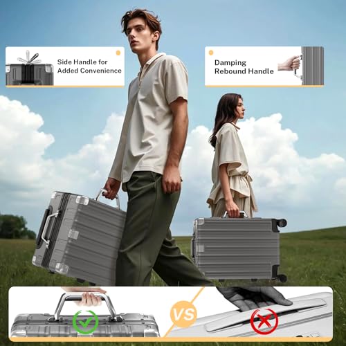 Krute Zipperless Carry On Luggage with Wheels 20 inch Hardshell Suitcase - color: Gray, size: Carry-on (20 Inch)