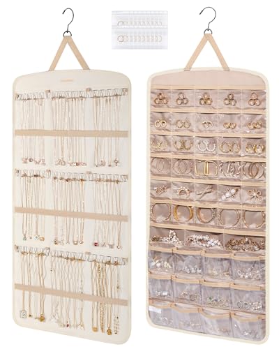 BAGSMART Hanging Jewelry Organizer, Necklace Holder, Extra Large Beige - color: Beige, size: X-Large - Standard