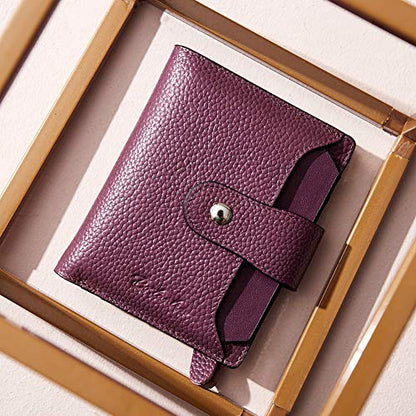 BOSTANTEN Leather Womens Wallet Small RFID Blocking Credit Card Holder - color: 2-purple pebble