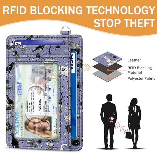 Yonlevres Goth Credit Card Holder Slim RFID Wallet Women Small Travel Funny - color: Magic Goth