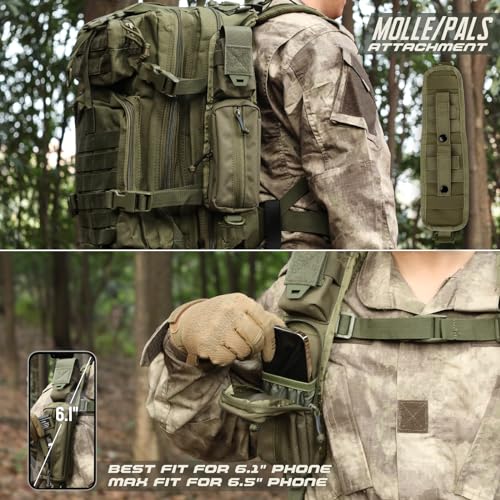 WYNEX Molle Accessories Pouch of Double Zipper Pocket Version, Backpack Strap Pouch Shoulder Strap Molle Attachment Tactical Accessories Bag Shoulder Starps Zipper Pocket Additional Phone Holder - color: Range Green-2Pcs
