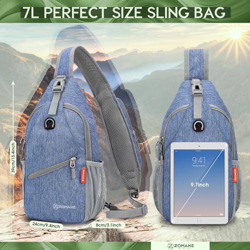 ZOMAKE Sling Bag,Small Crossbody Sling Backpack Shoulder Daypack for Travel - color: Royal Blue, size: 7L