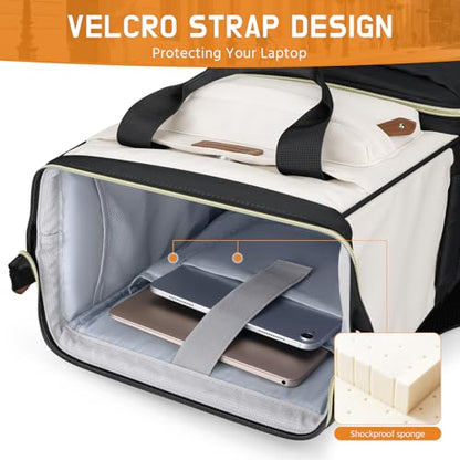 Maelstrom Laptop Backpack for Women Men, 15.6-17.3" Waterproof Travel Bag - color: Black-beige, size: 17.3 Inch