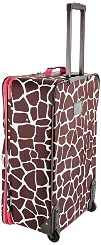 Rockland Vara Softside 3-Piece Upright Luggage Set,Expandable, Pink Giraffe, (20/22/28) - color: Pink Giraffe