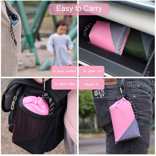 Pocket Picnic Blanket, Compact Lightweight Tarp for Camping - color: Pink/Grey, size: 55"x60"