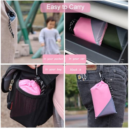 Pocket Picnic Blanket, Compact Lightweight Tarp for Camping - color: Pink/Grey, size: 55"x60"