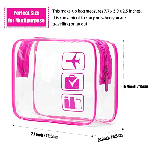 TSA Approved Toiletry Bag, 3 Pcs Clear Toiletries Bags Quart Size, Rose Red - color: Rose Red