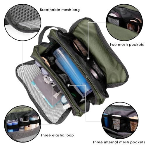 Toiletry Bag for Men Hanging Dopp Kit Water Resistant Shaving Bag Small Toiletry Bag for Traveling (Army Green) - color: Army Green