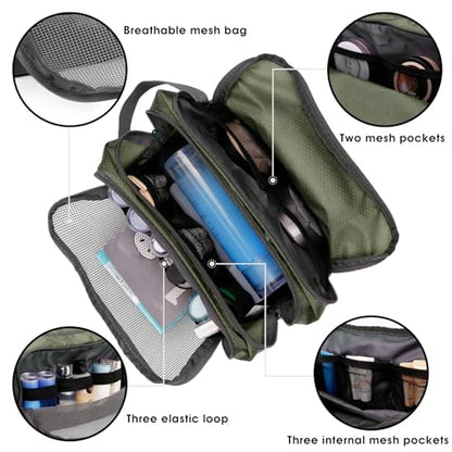 Toiletry Bag for Men Hanging Dopp Kit Water Resistant Shaving Bag Small Toiletry Bag for Traveling (Army Green) - color: Army Green