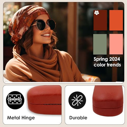 MyEyeglassCase Extra Large Hard Shell Sunglasses Case for Large Rectangular Frames, Eyeglass Case with Pouch & Cloth - color: As505 Brown