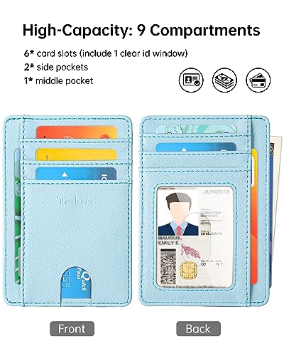 Teskyer Slim Minimalist Wallet for Men, RFID Front Pocket Card Holder - color: Lichee Cyan