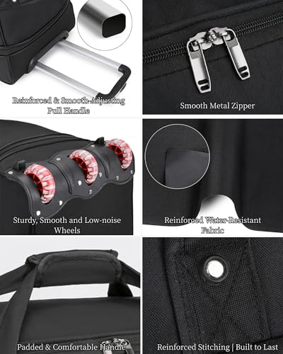 Expandable Rolling Duffle Bag with Wheels, 24" Foldable Carry On Luggage Suitcases, Water-Resistant Travel Duffle Bag Carry On Suitcase Weekend Bag for Women Men Black - color: Black, size: 24in