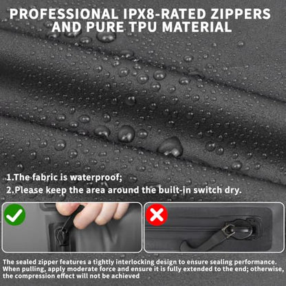 Vacuum Bag for Travel,IPX8 Waterproof Reusable Compression Bags - color: Translucent black, size: 2 PC -With Pump