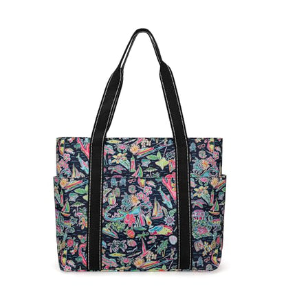 Tote Bag for Women with LaptopCompartment & Cup Holder - color: Bermuda Island-1
