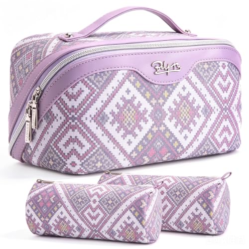 BOYATU Travel Makeup Bag Organizer: Boho Large Capacity Cosmetic Bag Sets - color: 16-Amethyst
