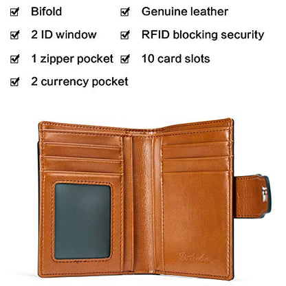BOSTANTEN Leather Womens Wallet Small RFID Blocking Credit Card Holder - color: 1-ab-brown