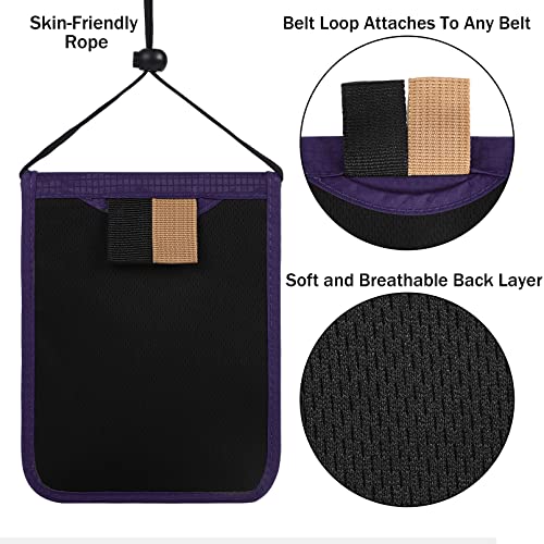 Travel Pouch Neck Wallet Family Passport Holder Organizer Case with RFID Blocking - color: Purple