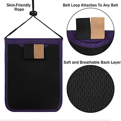 Travel Pouch Neck Wallet Family Passport Holder Organizer Case with RFID Blocking - color: Purple