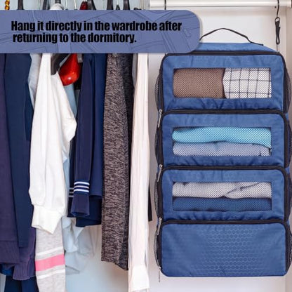 Hanging Suitcase Organizer Travel Blue Clothes Shelves - color: Blue