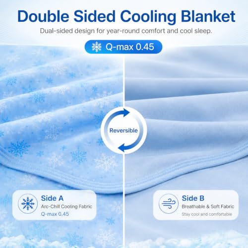 OIGAE Cooling Blanket 50'' x 70'' for Hot Sleepers, Night Sweats, Menopause - color: 1 - Blue Snowflake, size: Throw 50'' x 70''