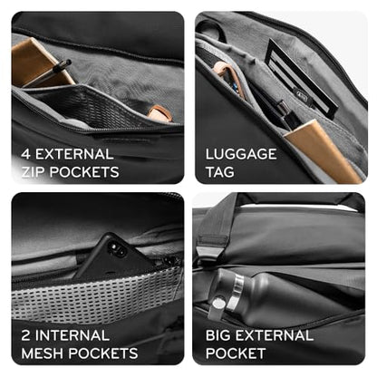 Peak Design Travel Duffel 50L, Eclipse – Weatherproof, Extra-Wide Zip Access, 4 External Pockets, Fits Packing & Camera Cubes, Perfect for Weekend Trips & Versatile Travel Use - color: Eclipse, size: 50L